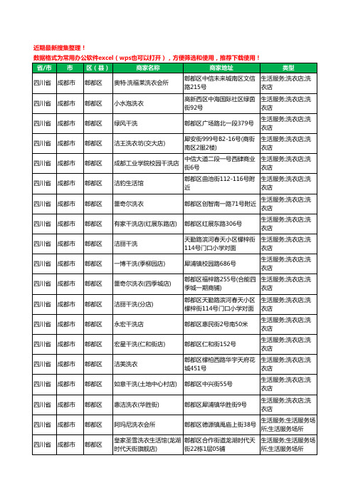 2020新版四川省成都市郫都区洗衣店工商企业公司商家名录名单黄页联系方式大全256家