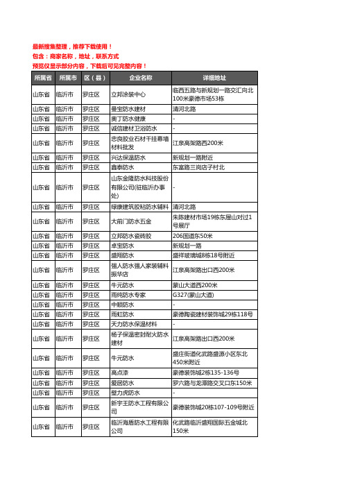 新版山东省临沂市罗庄区防水企业公司商家户名录单联系方式地址大全56家