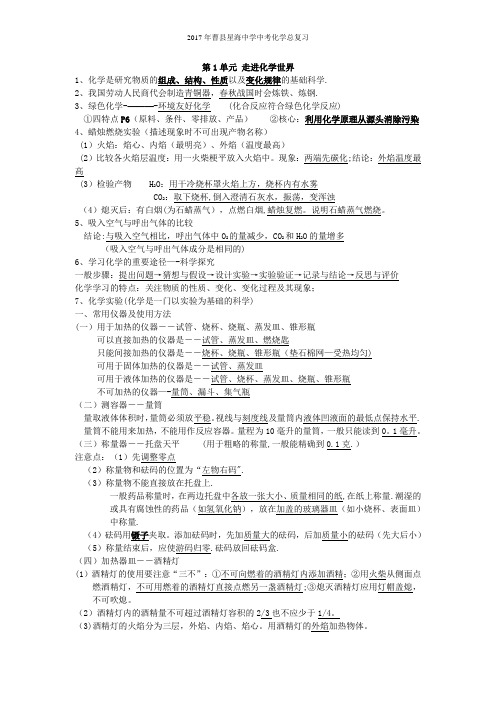 人教版初中化学知识点总结(绝对全-中考必备)