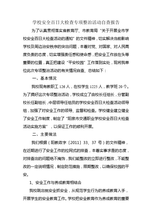 百日大检查自查报告