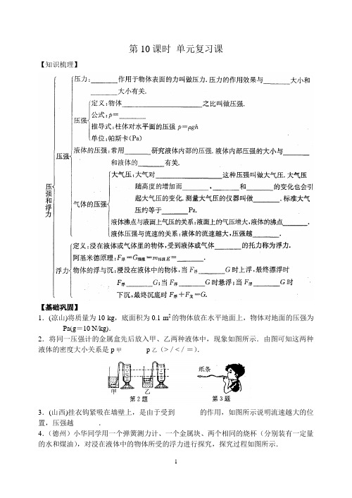 第十章 第10课时 压强和浮力 单元复习课