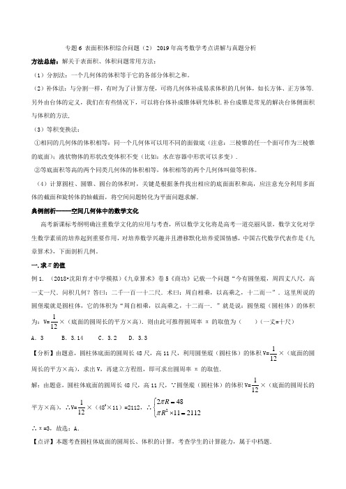 专题6 表面积体积综合问题(2)-2019年高考数学考点讲解与真题分析