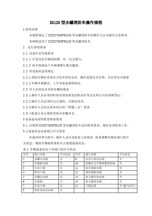 SG120型水罐消防车操作规程