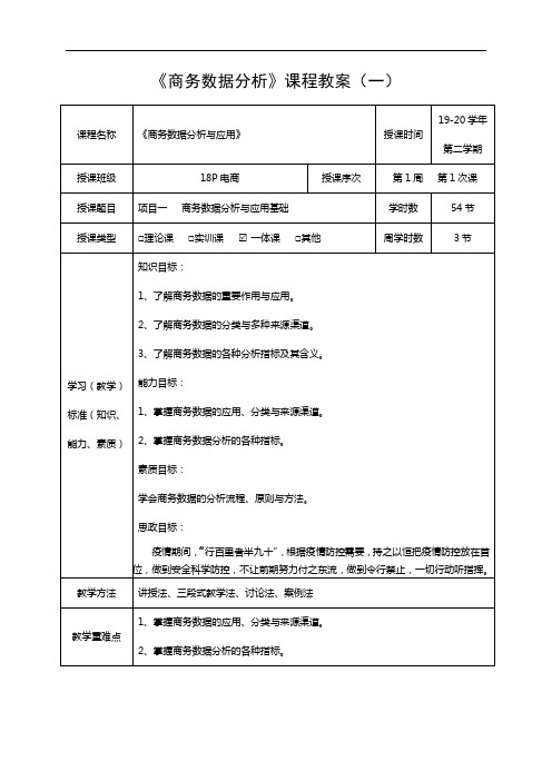 教案(一)电商数据运营认知