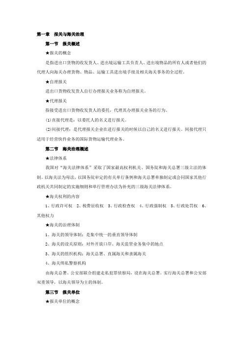 海关各章温习资料