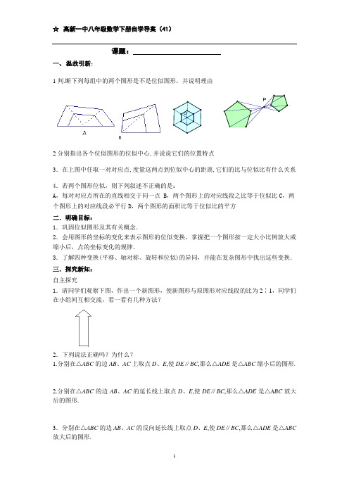 高新一中八年级数学下册自学导案(41)