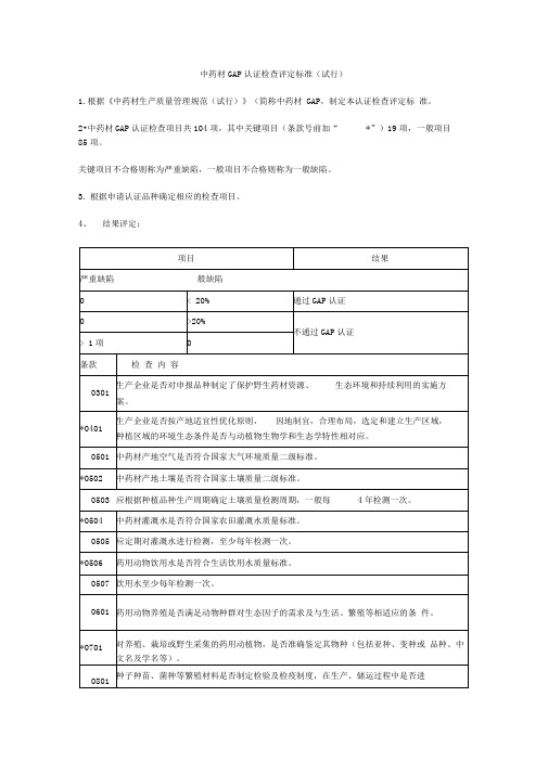 中药材GAP认证检查评定标准