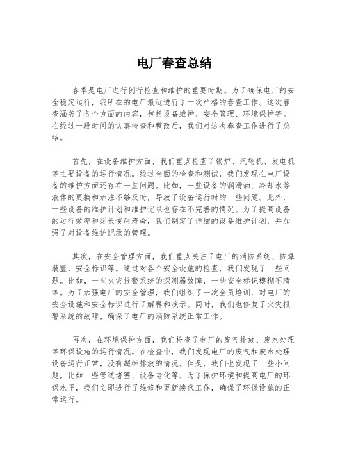 电厂春查总结