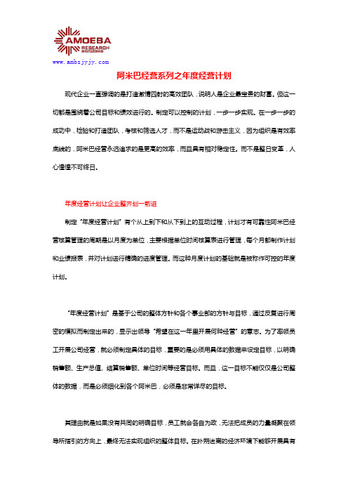 阿米巴经营系列之年度经营计划