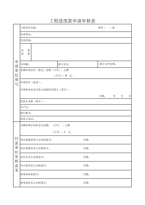 工程进度款申请审核表