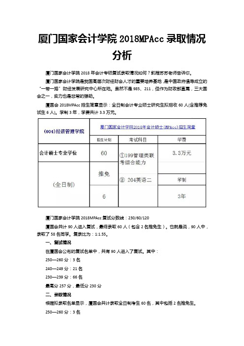 厦门国家会计学院2018MPAcc录取情况分析