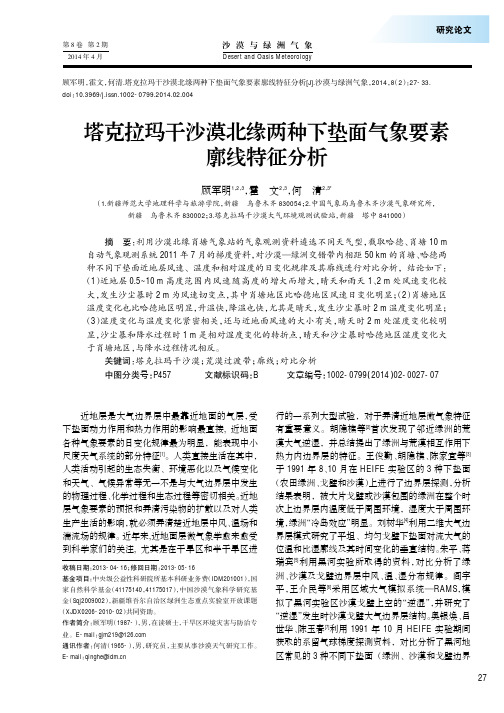 塔克拉玛干沙漠北缘两种下垫面气象要素廓线特征分析 (1)
