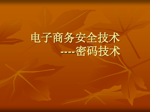 电子商务安全技术 ----密码技术