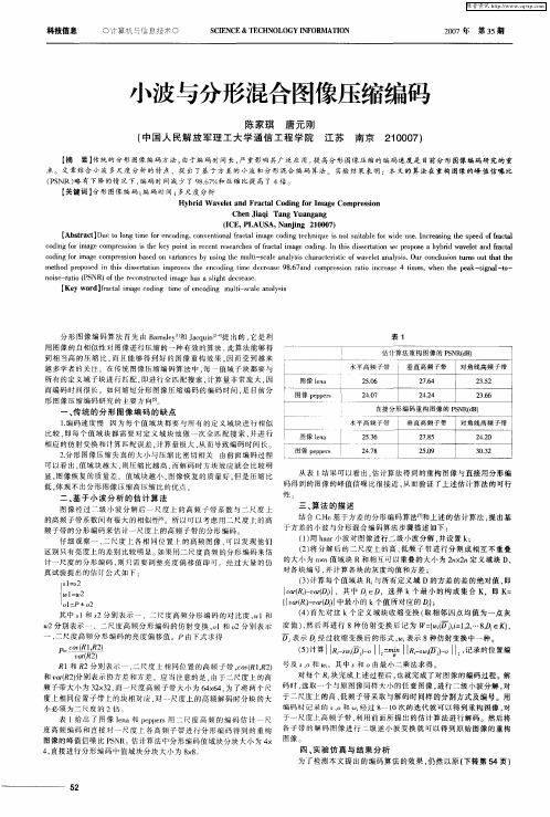 小波与分形混合图像压缩编码