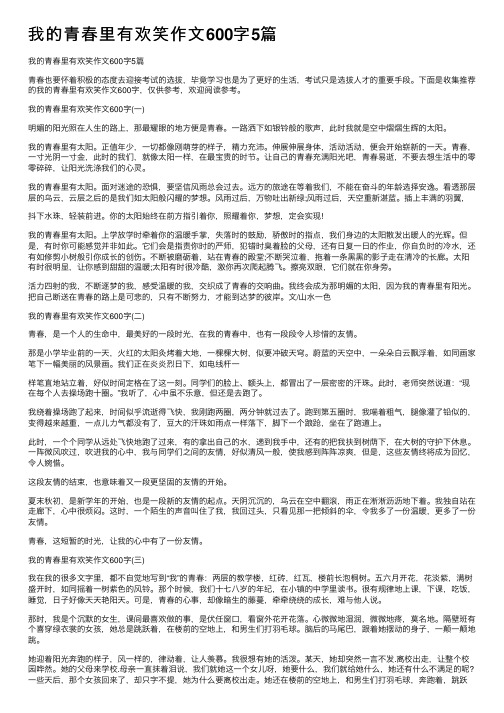 我的青春里有欢笑作文600字5篇