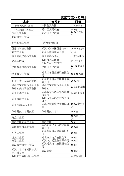 武汉市工业园概要