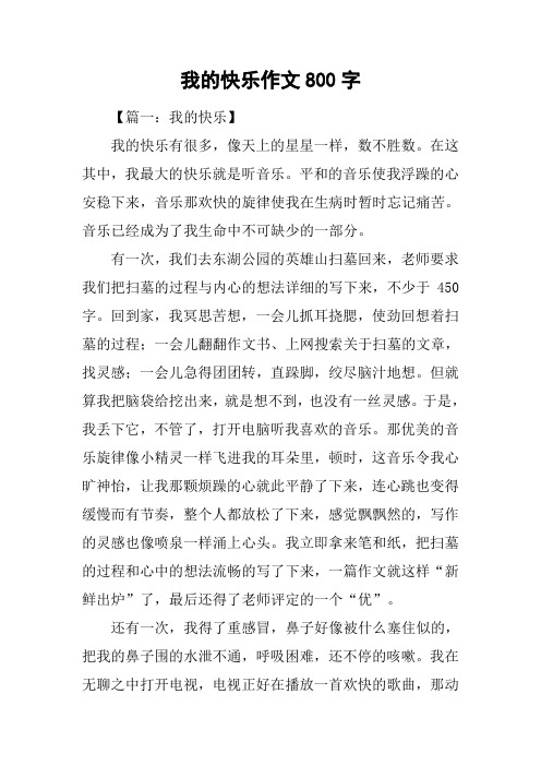 我的快乐作文800字