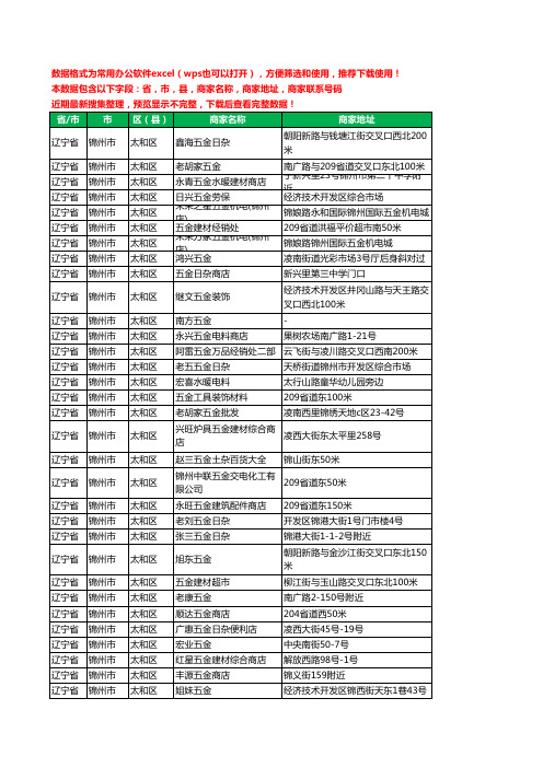 2020新版辽宁省锦州市太和区五金工商企业公司商家名录名单黄页联系电话号码地址大全80家