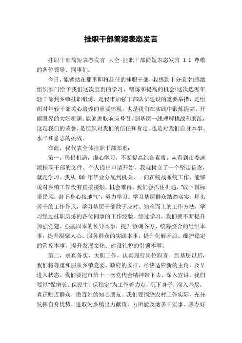 挂职干部简短表态发言