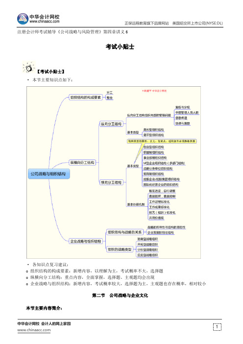 考试小贴士--注册会计师辅导《公司战略与风险管理》第四章讲义6