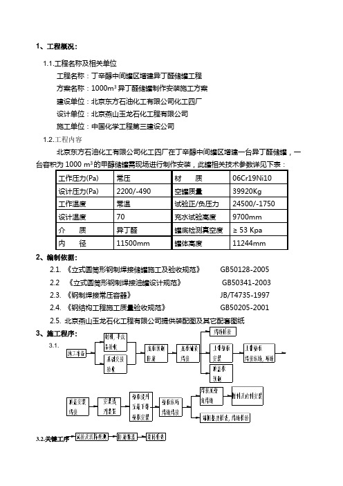 异丁醛施工方案(储罐施工方案)