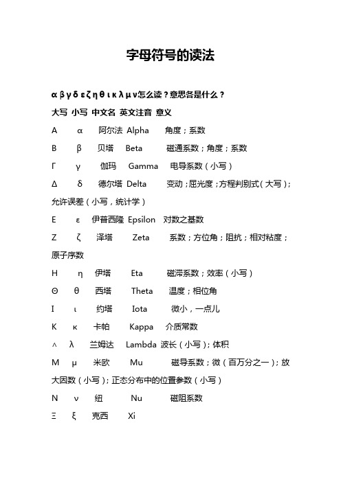 字母符号读法