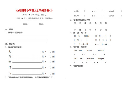 幼儿园升小学语文水平提升卷(3)