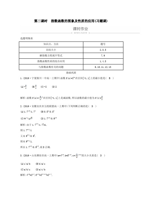 高中数学2.1.2指数函数及其性质第二课时指数函数的图象及性质的应用(习题课)课时作业新人教A版必修1