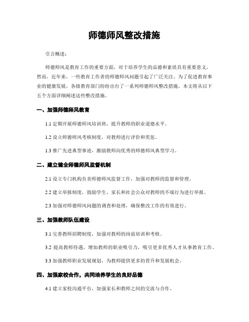 师德师风整改措施