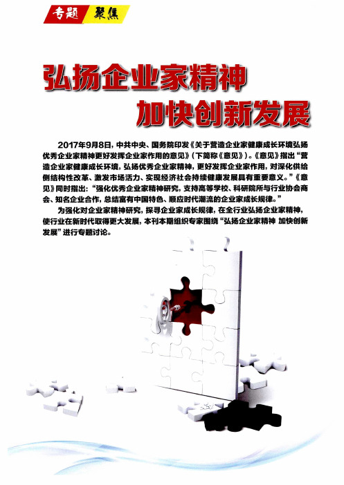 弘扬企业家精神 加快创新发展——弘扬企业家精神营造专、精、新行业风气