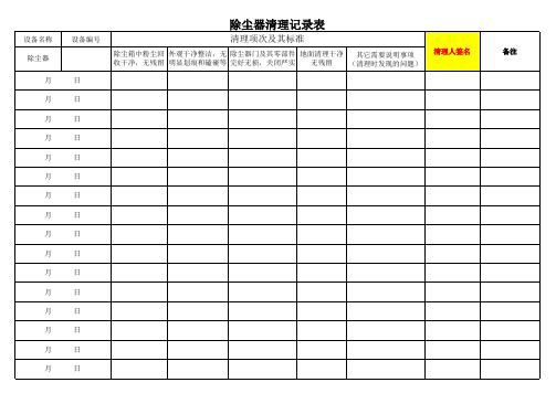 除尘器清理表