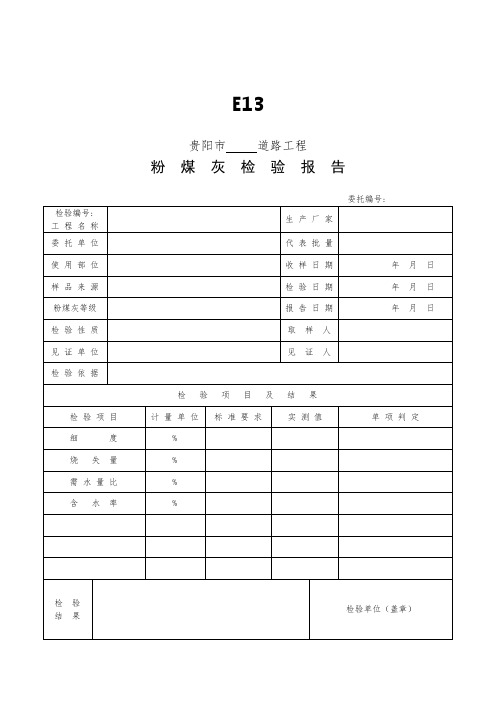 E13粉煤灰检验报告