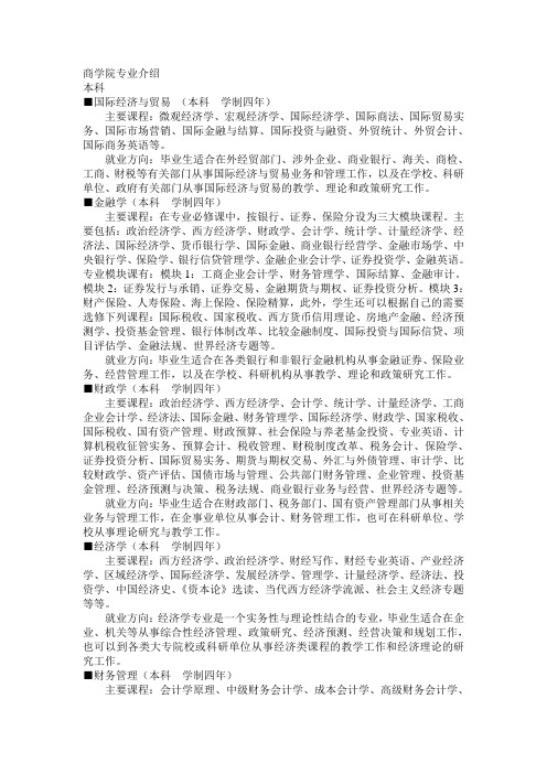 商学院专业介绍