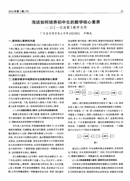 浅谈如何培养初中生的数学核心素养——以《一次函数》教学为例