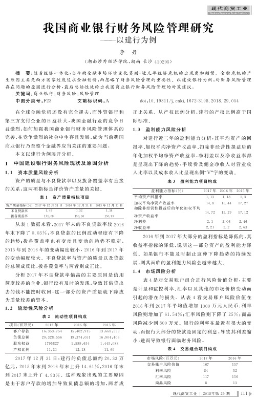 我国商业银行财务风险管理研究——以建行为例