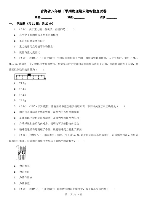 青海省八年级下学期物理期末达标检查试卷