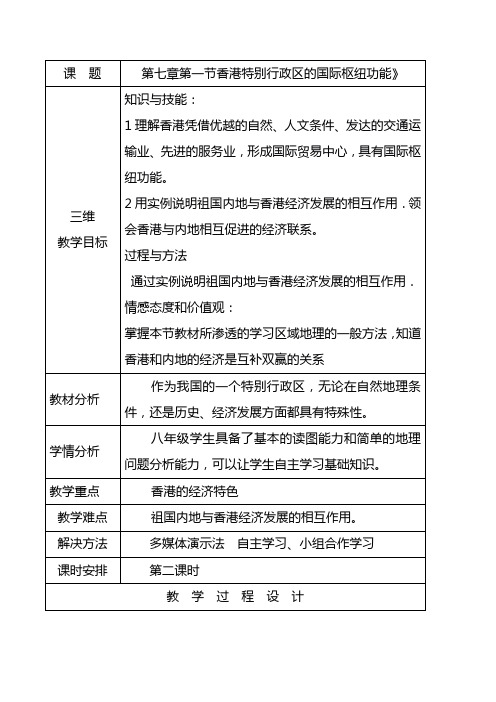 2.12“繁华都市”香港特别行政区教案08(湘教版八年级下)