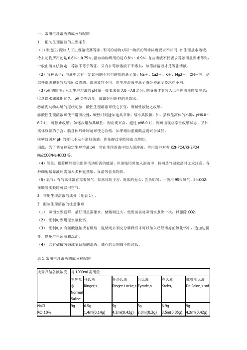 药理实验之生理溶液配制及剂量换算