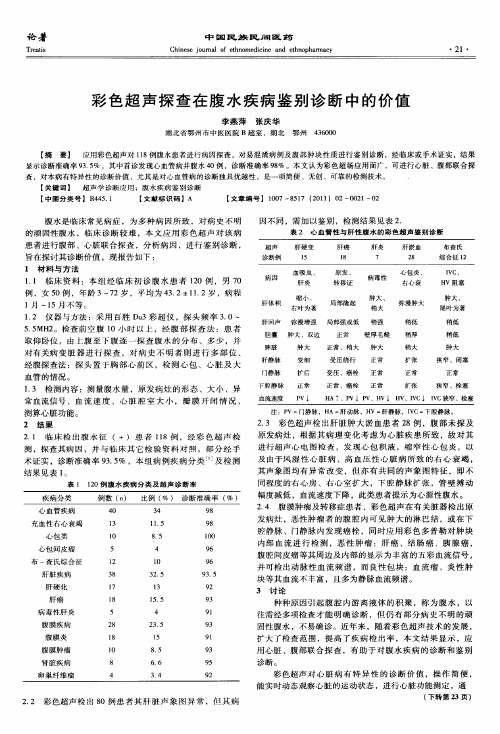 彩色超声探查在腹水疾病鉴别诊断中的价值