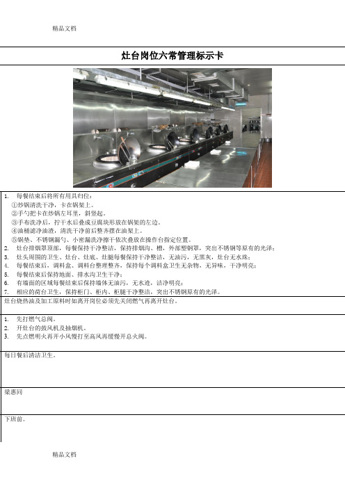 厨房管理标示卡资料