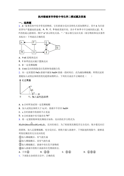 杭州绿城育华学校中考化学二模试题及答案