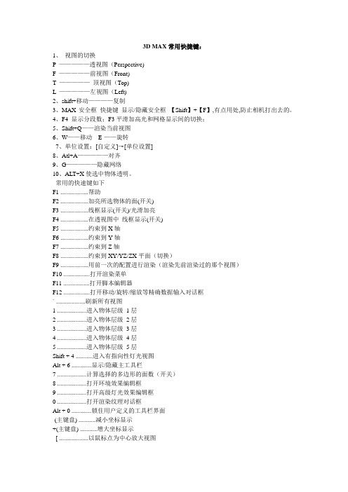 3D MAX常用快捷键