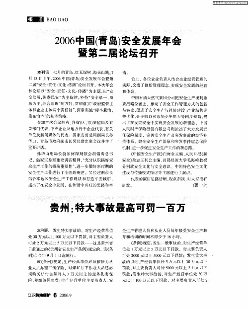 2006中国(青岛)安全发展年会暨第二届论坛召开