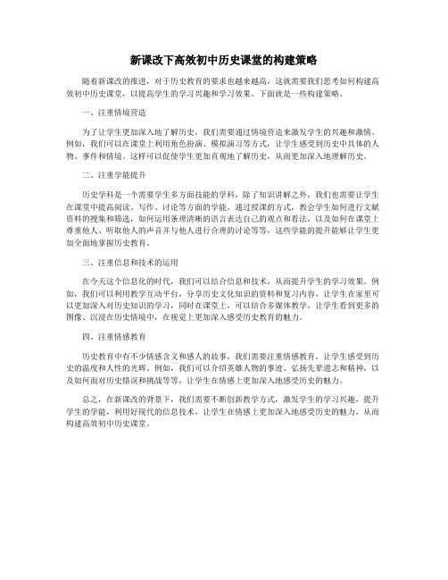 新课改下高效初中历史课堂的构建策略