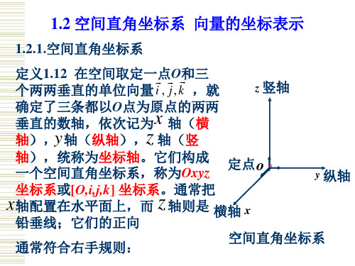 1.2空间直角坐标系-向量的坐标表示