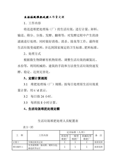 生活垃圾堆肥处理工作量定额