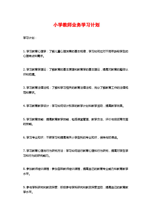 小学教师业务学习计划 (2)