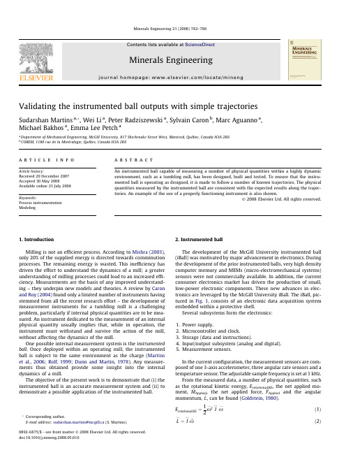 Validating the instrumented ball outputs with simple trajectories