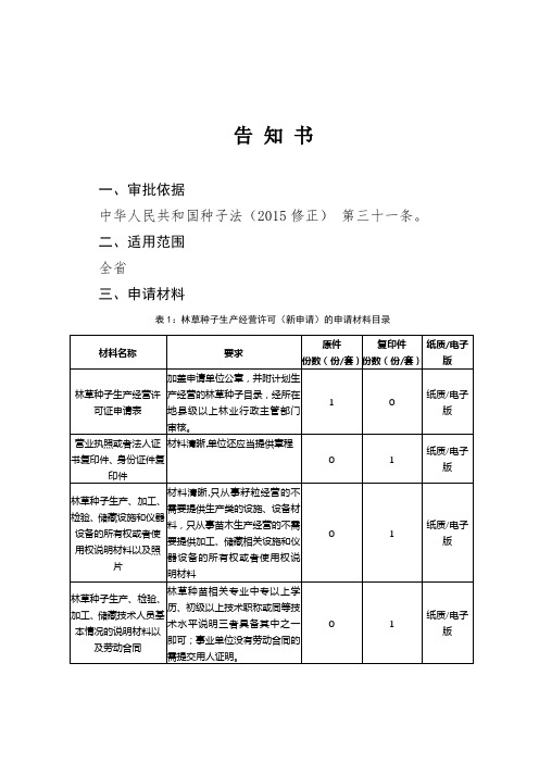 林木种子生产经营许可证告知承诺书