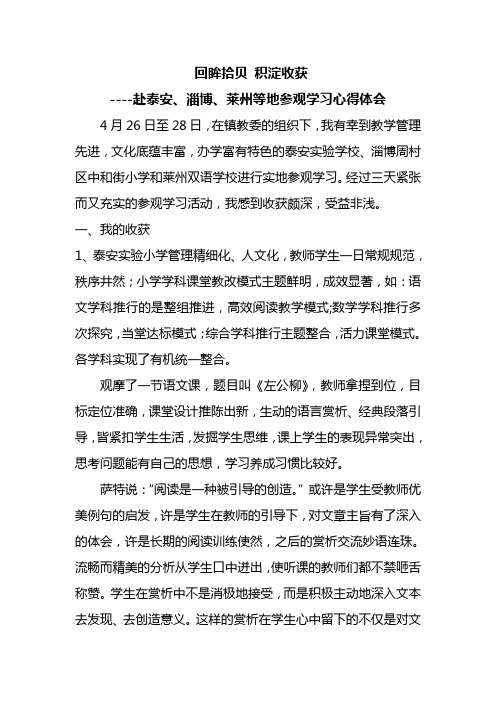 小学教导主任外出参观学习心得体会